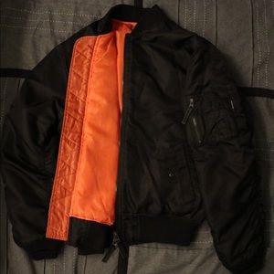 Black with orange inner bomber jacket